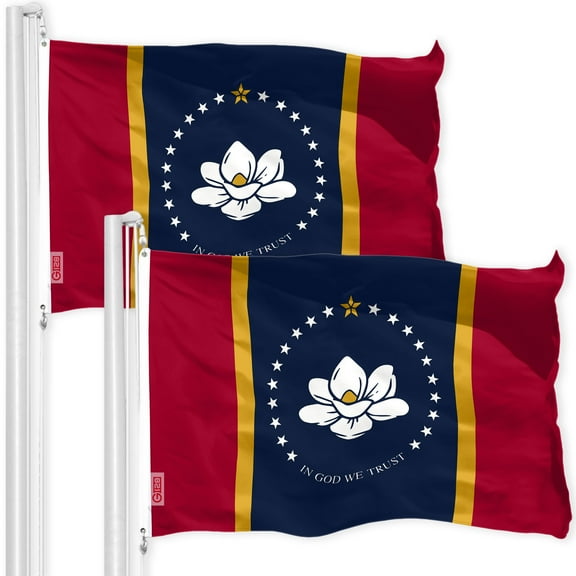 Mississippi 2020 Version Flag 3x5FT 2-Pack 150D Printed Polyester By G128