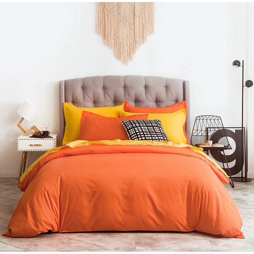 Burnt Orange Duvet Cover King 100 Cotton Soft Orange Duvet Cover Set 3