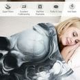 thumbnail image 3 of JEUXUS Navy Blue Skull Blanket Comfort Warmth&nbsp;Soft&nbsp;Cozy&nbsp;Air&nbsp;Conditioning&nbsp;Machine Wash Black&nbsp;and&nbsp;White Rose&nbsp;Skull&nbsp;Sherpa&nbsp;Blanket&nbsp;(Navy Blue Skull), 3 of 6