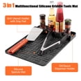 thumbnail image 6 of Silicone Griddle Tools Mat for Blackstone, Spatula Mat with Drip Pad Grill Mat, Side Shelf Mat for Blackstone Food Grade Grill BBQ Caddy Utensils Holder with for Multiple BBQ Grill Tools, Black, 6 of 7