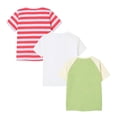 thumbnail image 2 of HILEELANG Little/Big Girls 4-13Y Cream/Green/Pink Stripe 100% Cotton T-Shirt 3-Pack, Size 8-9Y, 2 of 7