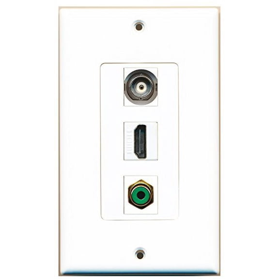 RiteAV - 1 Port HDMI 1 RCA Green 1 BNC Wall Plate Decorative