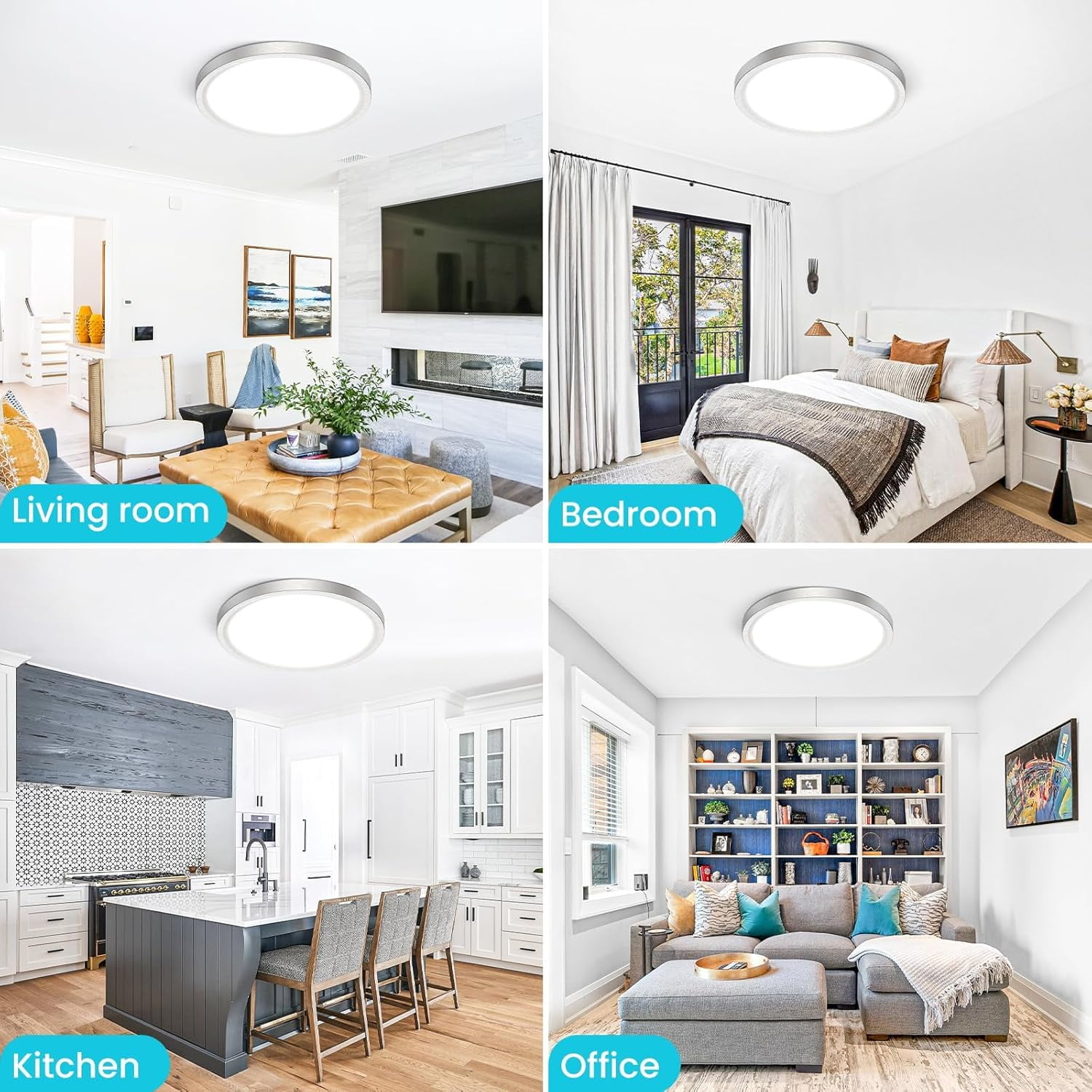 libtit 12 inch Flush Mount LED Ceiling Light Fixture, 3000K 4000K 6500K Adjustable, 28W 3200lm Round Ceiling Lamp for Bathroom Hallway Kitchen Bedroom