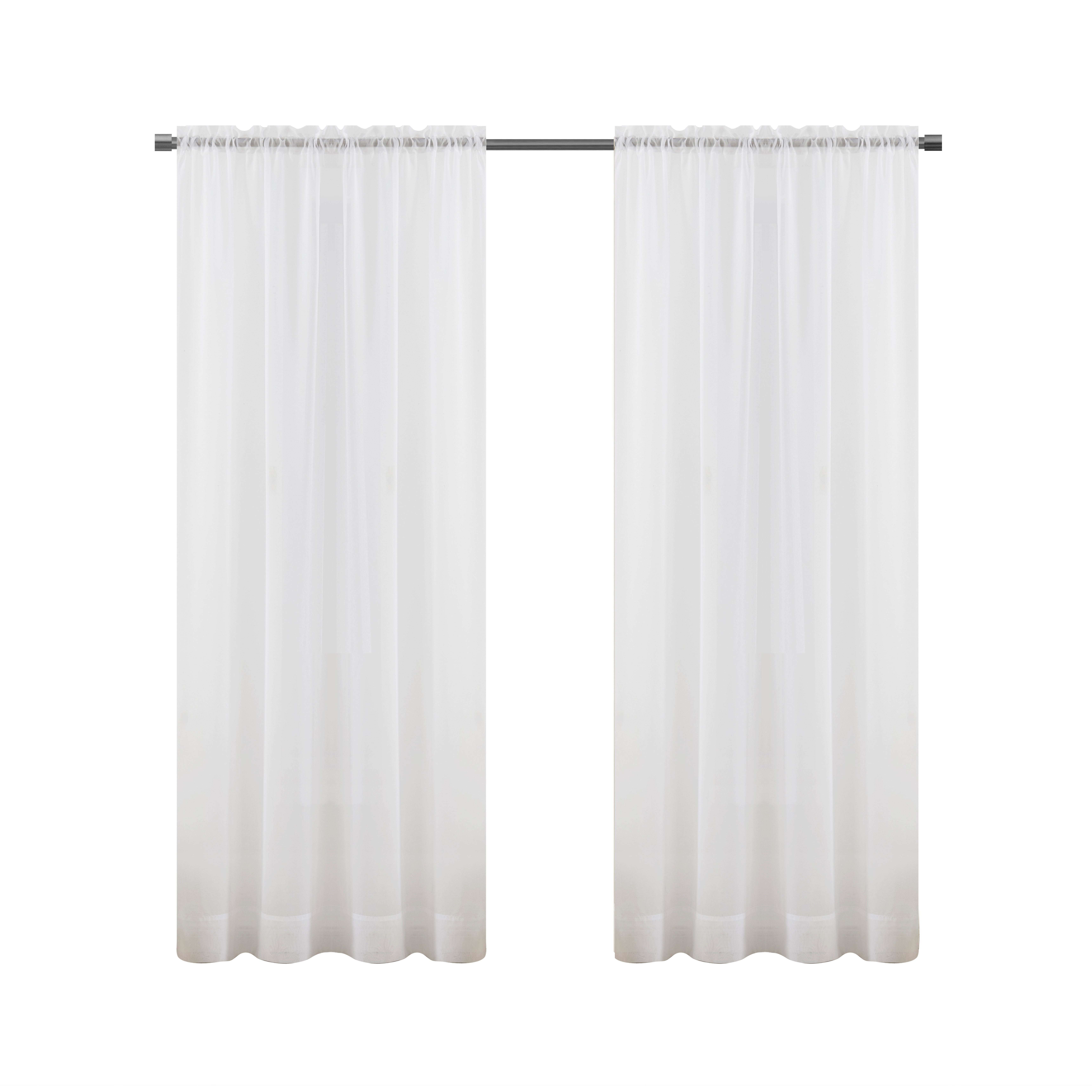 Mainstays Marjorie Sheer Voile Curtain, Single Panel, White, 59" W x 84" L