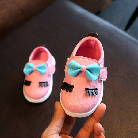 

Toyella baby white bowknot glitter casual soft flat shoes Pink 25