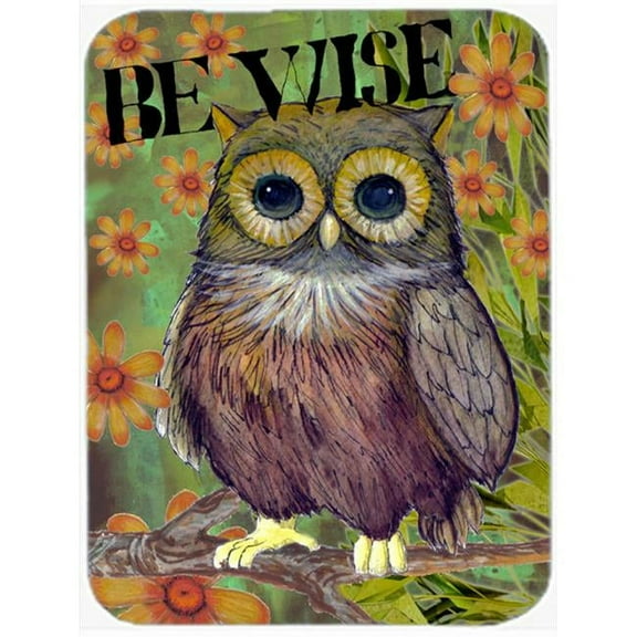Carolines Treasures  Be Wise Owl Glass Cutting Board, Large
