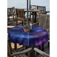 thumbnail image 3 of Round Outdoor Tablecloth With Umbrella Hole And Zipper– Blue Purple Galaxy Stars Waterproof Patio Table Cover for Party, Picnic, Backyard, 60" Dia. , Space Universe Themed, 3 of 8