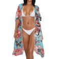 thumbnail image 4 of SCRAWLGOD Butterfly Rose Floral Print Swimsuit Coverup for Women Summer Long Swimsuit Coverup Flowy Lightweight Beach Cover Up, 4 of 6