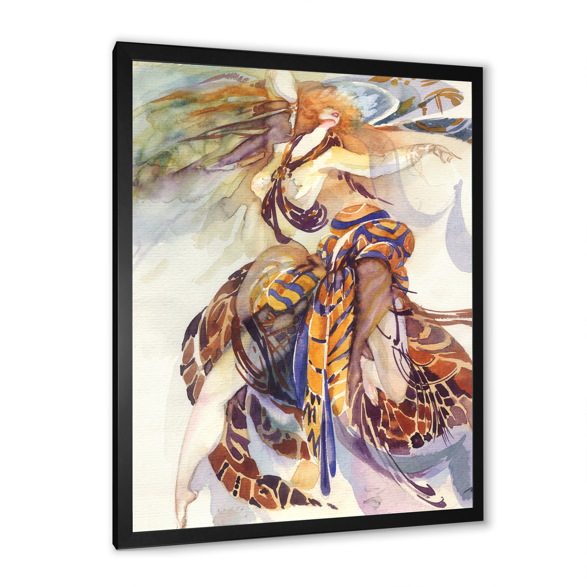 Designart 'Allegory of Paradise Bird Woman Portrait' Traditional Framed Art Print