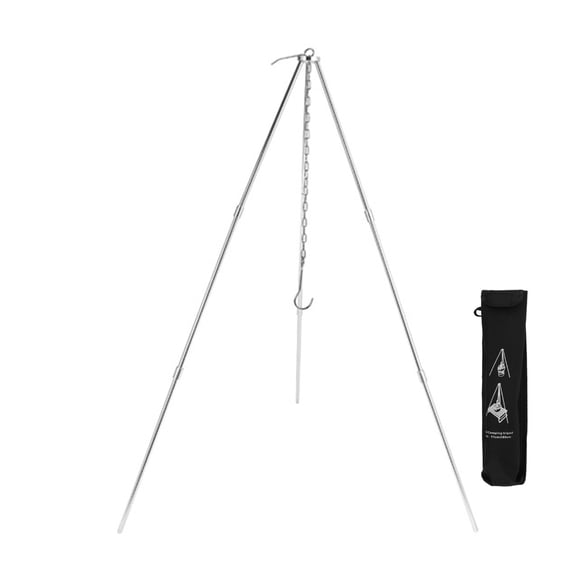 Outdoor Cooking Tripod Adjustable Garden Campfire Foldable Hanging Portable Tripod Outdoor Camping Cooking Grill