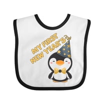 Inktastic My 1st New Years with Cute Penguin in Blue Hat Boys or Girls Baby Bib