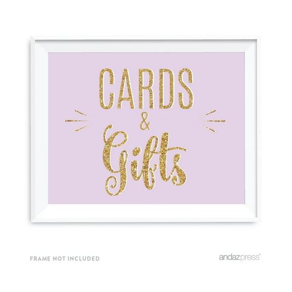 Signature Lavender, White, Gold Glittering Party, 8.5x11-inch Party Sign, Cards & Gifts