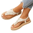 thumbnail image 5 of Yuanlong Womens Sandals Floral Toe Post Beach Sandals Elastic Ankle Strap Comfortable Outdoor Casual Thong Sandal, 5 of 9