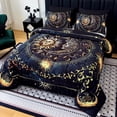 thumbnail image 3 of Sun and Moon Comforter Set, Celestial Bohemian Bedding, Black and Gold, with 2 Pillowcases.(Queen), 3 of 4