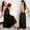 Black, variant on Womens Halter Nightgown, Solid Color Low Back Long Slip Sleep Dress