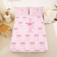 thumbnail image 5 of Erosebridal Chic Bow Tie Bed Sheets For Kids Girls,Pink Letter I Initial Lettering King Sheets 4 Pieces, 5 of 6