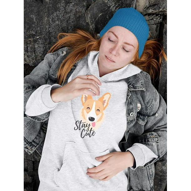 Stay Cute Happy Corgi Dog Hoodie Women Image by Shutterstock Female Large Walmart Business Supplies