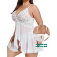 thumbnail image 4 of Sexyfree Plus Size Lingerie for Women Sexy Open Front Lace Nightdress V Neck Sleepwear, 4 of 5
