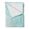 thumbnail image 2 of Damask Soft Flannel Fleece Throw Blanket, Modern Old Motif Symmetric Lines Royal Baby Color Bold Floral Pattern, Cozy Plush for Indoor and Outdoor Use, 70" x 90", Blue Black, by Ambesonne, 2 of 5