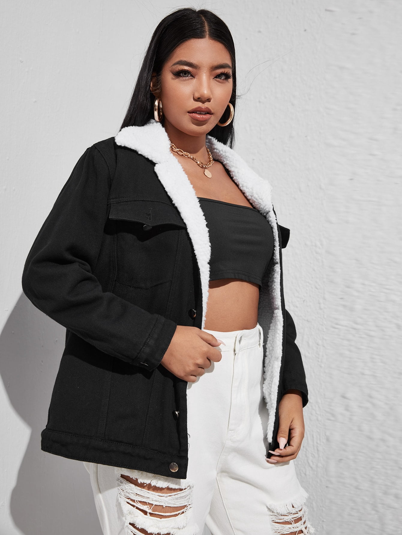 Button Through Denim Jacket 2022 3XL(18 
