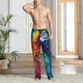 thumbnail image 2 of Pofeuu Colorful Parrot Jungle Dream Print Men's Pajama Pants, Soft Lounge Pajama Pants with big pockets for Men Plaid Pj Bottoms-, 2 of 6