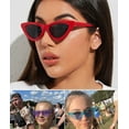 thumbnail image 2 of Bulk Vintage Narrow Cat Eye Sunglasses Women Retro 50S 60S Y2K Style Plastic Cateye Sunglasses Party Favor 10 Pack, 2 of 7