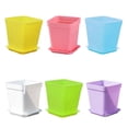 thumbnail image 1 of 12pcs Plastic Square Flower Pot Mini Decorative Flower Pots Planters Creative Succulents Nursery Floral Holder Organizer Garden Supplies with Trays(2p, 1 of 3