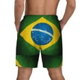 thumbnail image 2 of Mens Swim Trunks Brazilian Flag Quick Dry Board Shorts with Compression Liner, 2 of 6