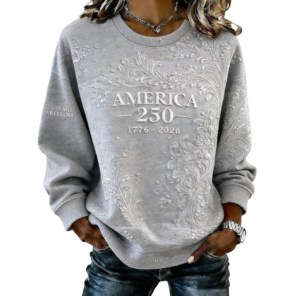 Women's Casual American 250Th Anniversary Printed Sweatshirt American 250Th Anniversary Shirt Floral American Flag Sweatshirt American Flag Patriotic Shirt USA Independence Day Tee