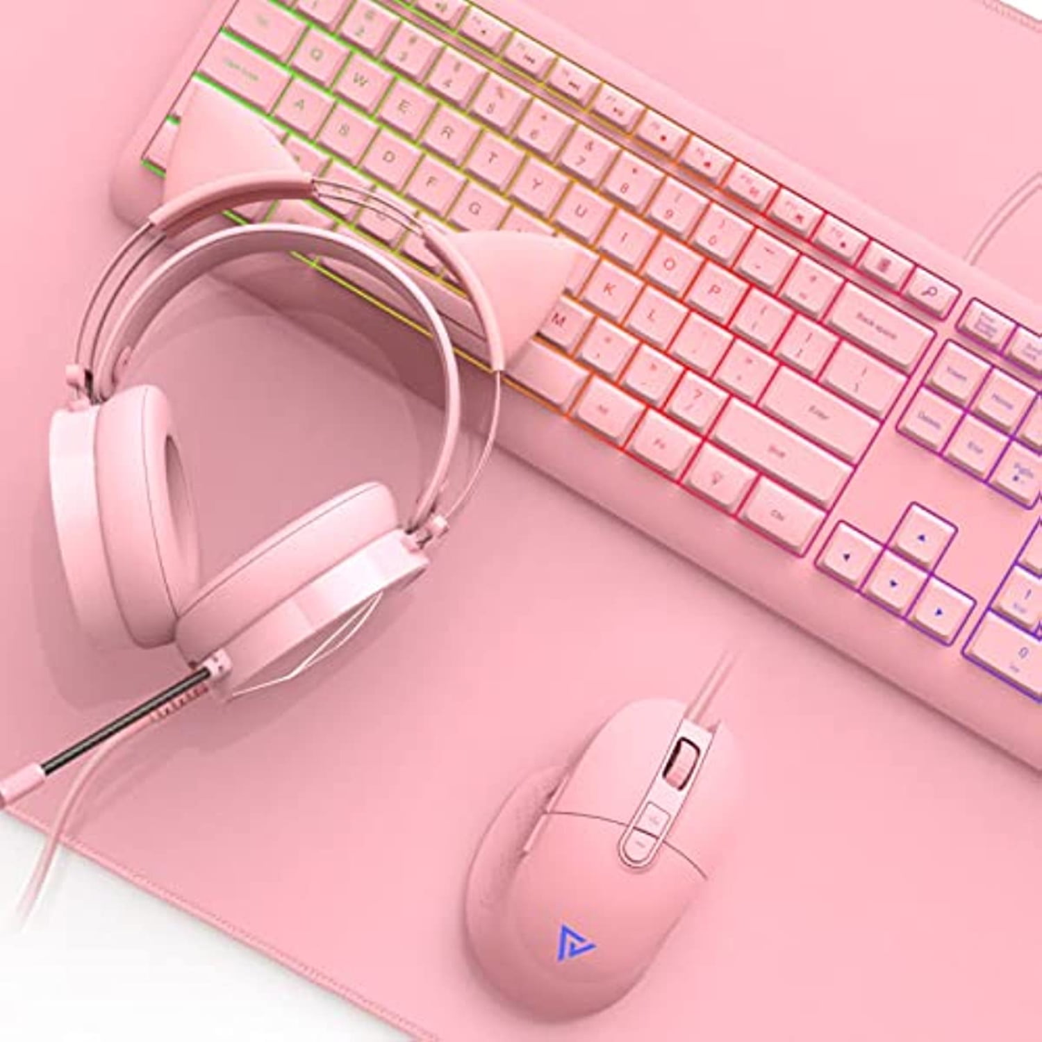 Pink Gaming Keyboard Set，Pink Keyboard and Mouse Combo & Pink Gaming