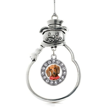 - Dachshund Face Circle Snowman Holiday Ornament