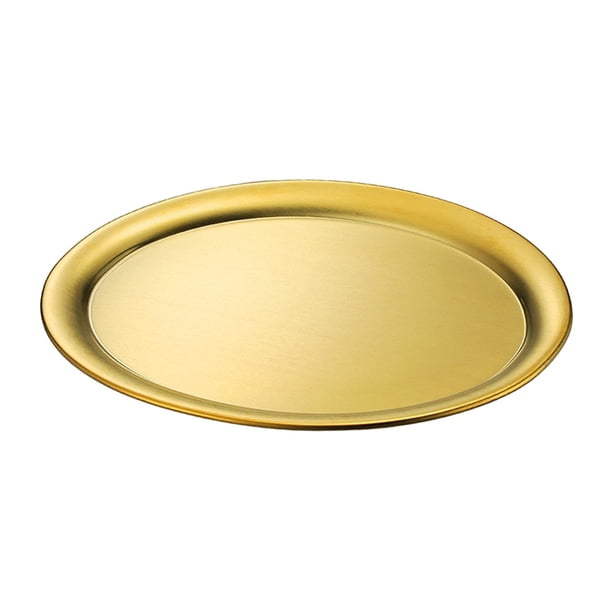 Plato de postre de acero inoxidable para aperitivos, platos para servir en camping, vajilla para frutas Dorado 20x145x11cm