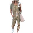 thumbnail image 2 of SnZhen Two Piece Sets for Women Summer Women's Fashionable Printed Short Sleeved Round Neck Drawstring Top With Pants Set, 2 of 4