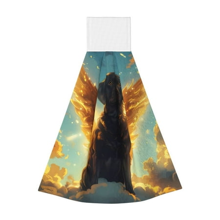

Disketp Golden Cloud Winged Dog Hanging Kitchen Towel Tie Towels Tea Bar Dish Cloths Dry Towel for Laundry Room Decor (18*14in)