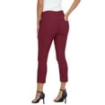 thumbnail image 4 of HDE Pull On Capri Pants For Women with Pockets Elastic Waist Cropped Pants Burgundy L, 4 of 6