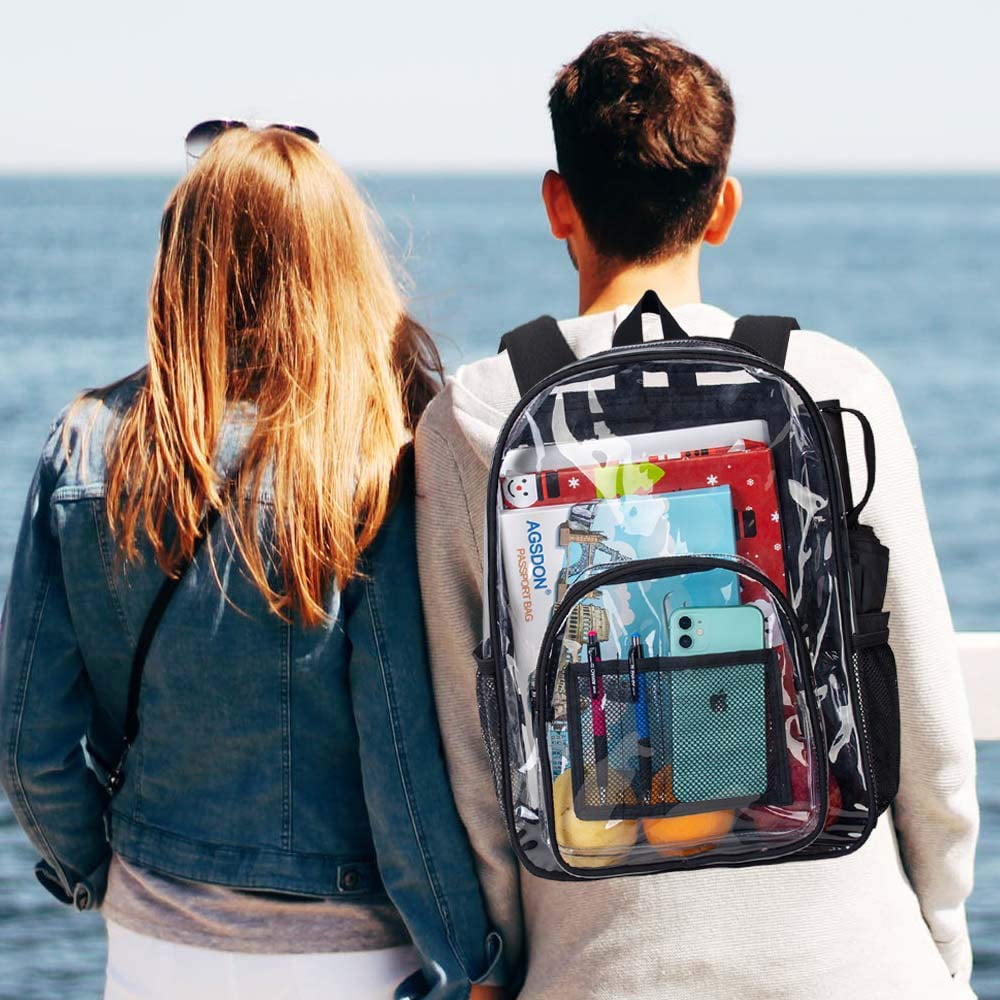 Durable Clear Backpack See Through PVC Schoolbag Black Walmart
