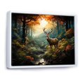 thumbnail image 2 of Designart "Wilderness Encounter Deer in Green and Brown" Animals Framed Wall Art - Modern Farmhouse Green Deer Landscape Bedroom Framed Canvas Wall Art, 2 of 6