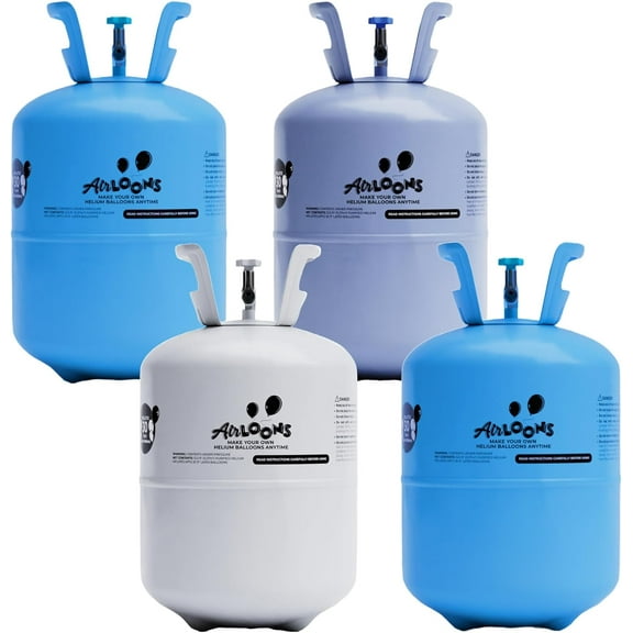 Airloons Pack of 4 Helium Tank Balloon Kit with 120 Latex Balloons | Helium Tank for Balloons at Home | Balloon Pump Kit for Birthday Decorations, Valentine's Day, Party, Home Decorations
