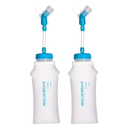 

2pcs 500ml TPU Soft Flask Collapsible Sports Bottle for Hydration Pack for Running Hiking Cycling Climbing Jogging Marathon