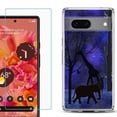 thumbnail image 1 of Slim-Fit Gel TPU Phone Case for Google Pixel 7, with Tempered Glass Screen Protector, by OneToughShield ® - Midnight Safari, 1 of 4