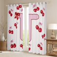 thumbnail image 2 of Feelyou Pink Fashion Letter Curtains Pack of 2 (42x84 Each) for Kids, Cartoon Monogrammed T Curtains Blackout, Cute Bowknot Cherry Bedroom Curtains, Blackout Curtains Bedroom Decor, 2 of 6