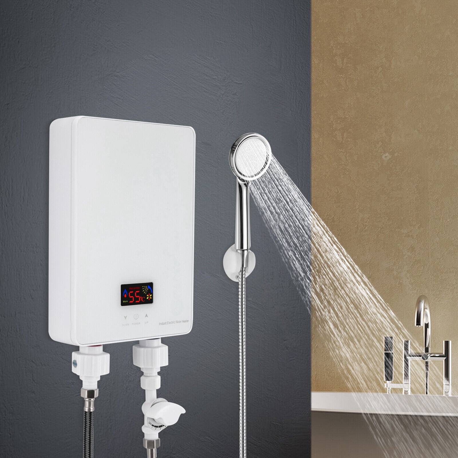 Instant Hot Water Heater 6000W Electric Tankless On Demand House Shower Sink