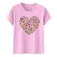 thumbnail image 5 of Primavera Top Mujeres de Moda de Cuello Redondo con Patrones de Corazón de Manga Corta Camiseta Top para Uso Diario Y de Fiesta, 5 of 5