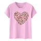 thumbnail image 4 of Primavera Top Mujeres de Moda de Cuello Redondo con Patrones de Corazón de Manga Corta Camiseta Top para Uso Diario Y de Fiesta, 4 of 5