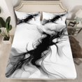 thumbnail image 2 of Homewish Abstract Art Fluid Full Size Sheets,Marble Texture Bed Sheets,White Black Sheet Sets For Girls Boys,Breathable Home Decor,4 Pieces, 2 of 7
