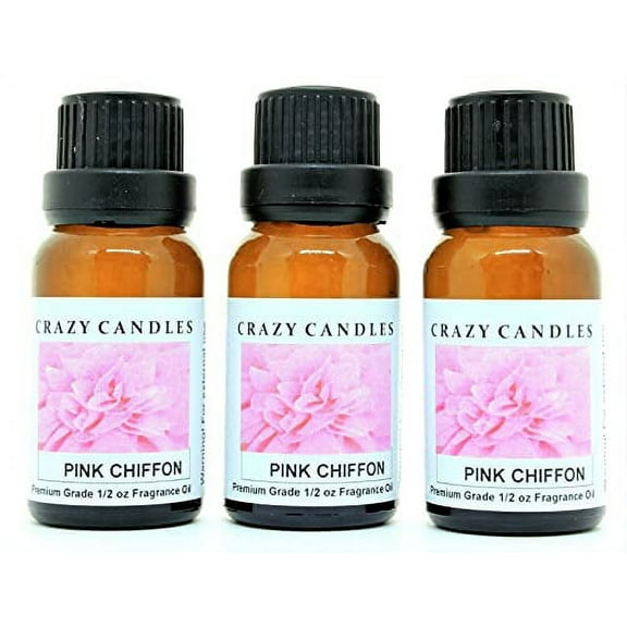 Crazy Candles Pink Chiffon 3 Bottles 1/2 Fl Oz Each (15ml) Premium Grade Scented Fragrance Oil
