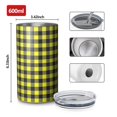 thumbnail image 4 of 20oz Coffee Tumblers Yellow Black Checkerboard Checkered Pattern Stainless Steel Vacuum Insulated Travel Tumbler Coffee Cups Mug with Lid and Straw with Cleaning Brush for Cold & Hot Drinks, 4 of 5
