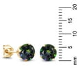 thumbnail image 5 of Gem Stone King 2.00 Ct Round Green Mystic Topaz Gold Plated Silver 4-prong Stud Earrings for Women Men 6mm, 5 of 5