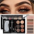 thumbnail image 2 of 6 Colours Eyebrow Contour Powder Kit with Eyebrow Brush Eyebrow Stencil Professional Eyebrow Powder Make Up Set, 2 of 9