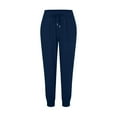 thumbnail image 5 of HAPIMO Women's Cotton Linen Jogger Cuff Pants Summer Trousers for Girls Solid Leisure Workout Sports Loose Elastic Waist Drawstring Comfy Blue XL, 5 of 5